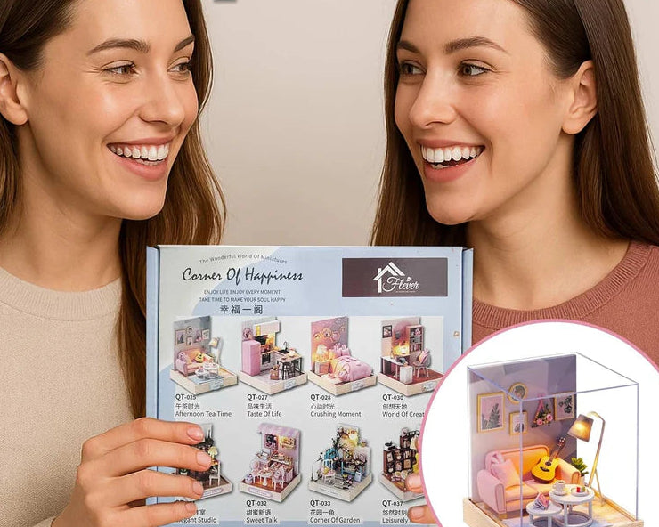 Cutefetti Diy Dollhouse - Corner of Happiness Series Miniature Kit - Afternoon Tea Time
