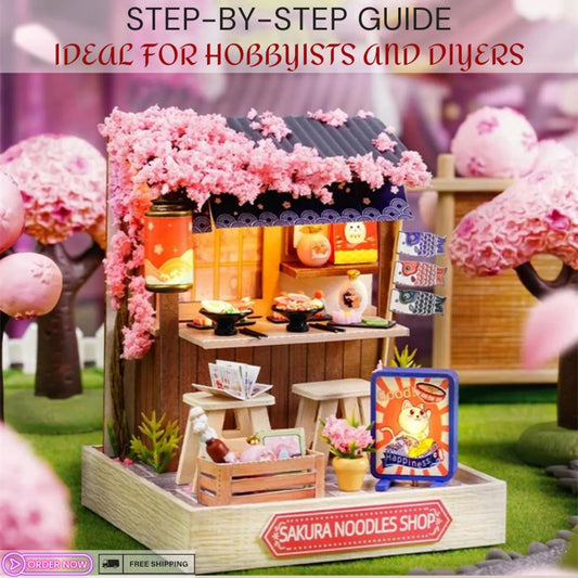 Cutefetti DIY Dollhouse - Corner of Happiness Series Miniature Kit - Sakura Noodle Shop