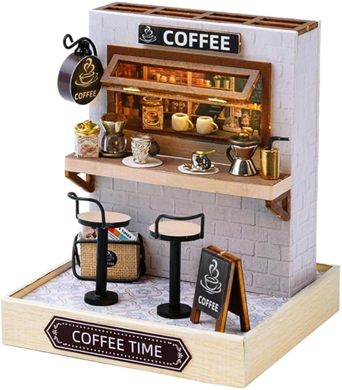 Cutefetti DIY Dollhouse - Corner of Happiness Series Miniature Kit - Coffee Time