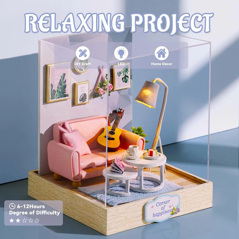 Cutefetti Diy Dollhouse - Corner of Happiness Series Miniature Kit - Afternoon Tea Time