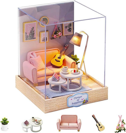 Cutefetti Diy Dollhouse - Corner of Happiness Series Miniature Kit - Afternoon Tea Time