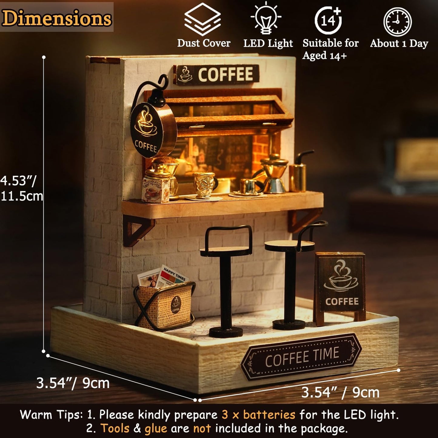 Cutefetti DIY Dollhouse - Corner of Happiness Series Miniature Kit - Coffee Time