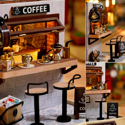 Cutefetti DIY Dollhouse - Corner of Happiness Series Miniature Kit - Coffee Time