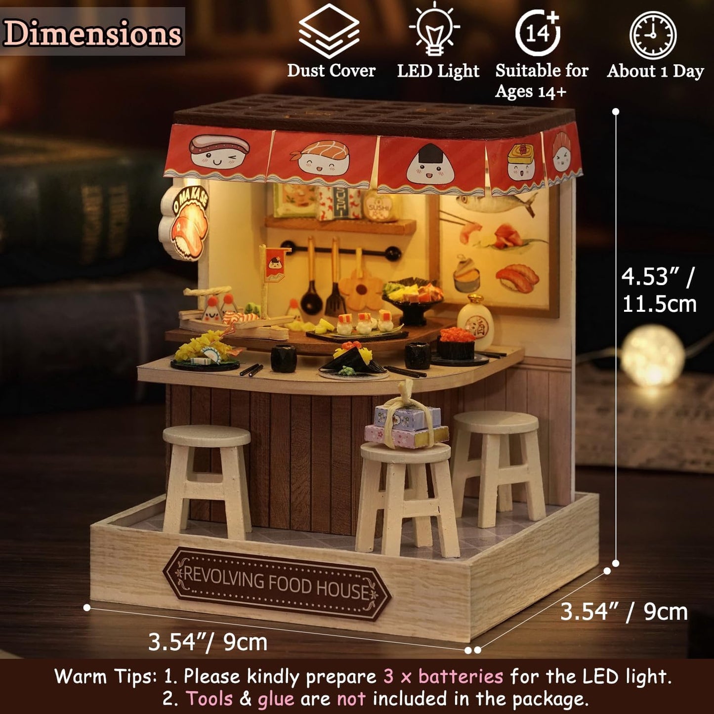 Cutefetti DIY Dollhouse - Corner of Happiness Series Miniature Kit - Revolving Food House