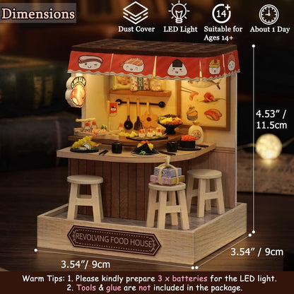 Cutefetti DIY Dollhouse - Corner of Happiness Series Miniature Kit - Revolving Food House