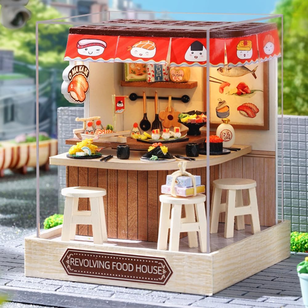 Cutefetti DIY Dollhouse - Corner of Happiness Series Miniature Kit - Revolving Food House