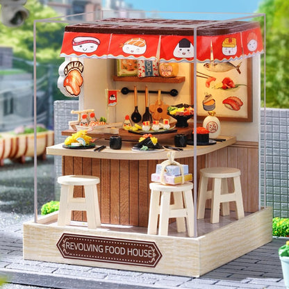 Cutefetti DIY Dollhouse - Corner of Happiness Series Miniature Kit - Revolving Food House