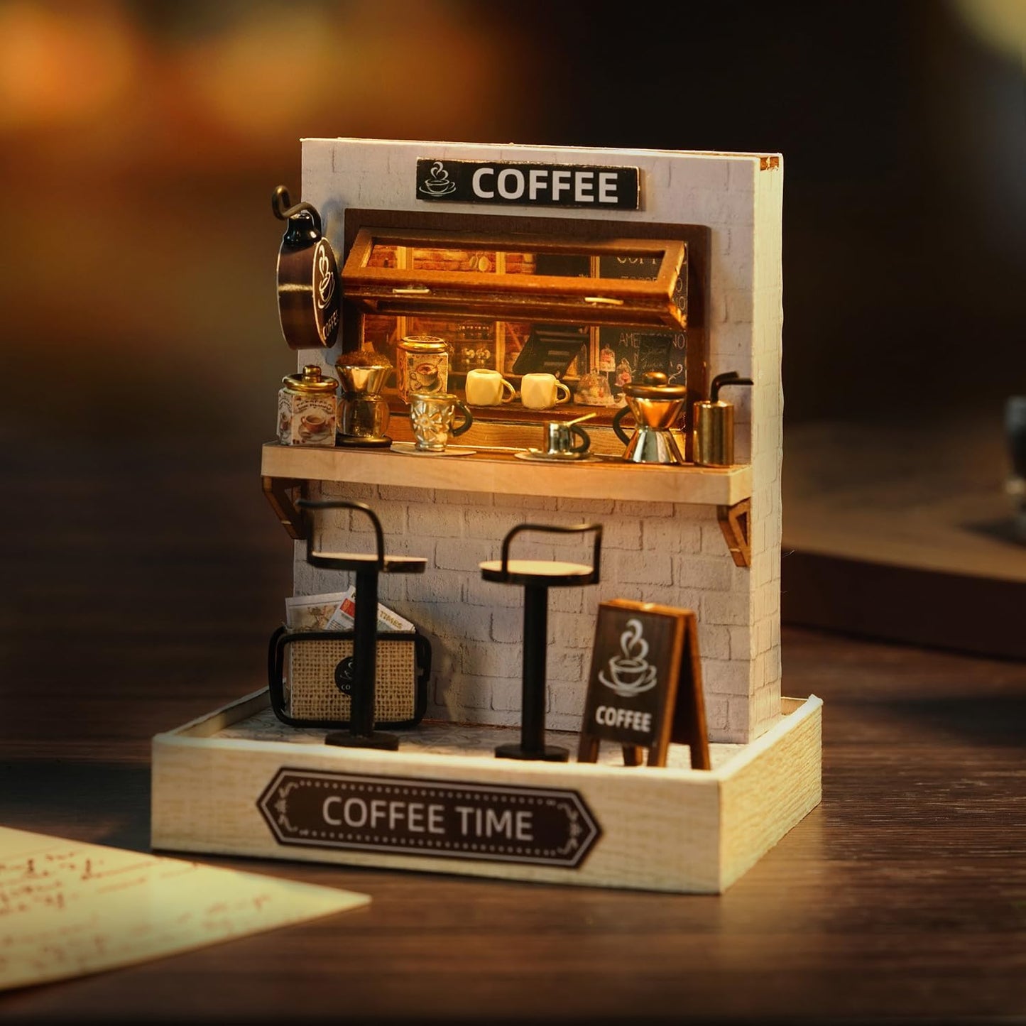 Cutefetti DIY Dollhouse - Corner of Happiness Series Miniature Kit - Coffee Time