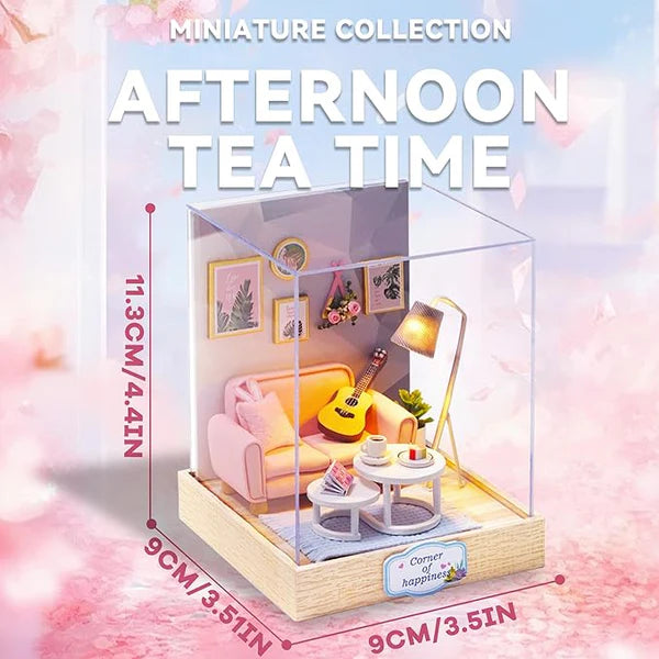 Cutefetti Diy Dollhouse - Corner of Happiness Series Miniature Kit - Afternoon Tea Time
