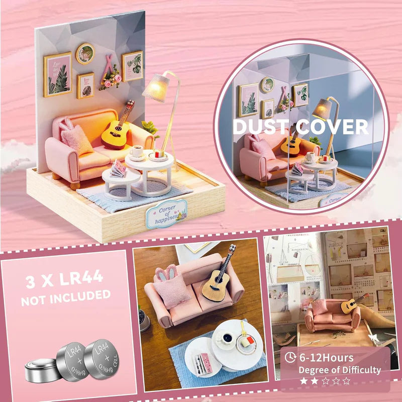 Cutefetti Diy Dollhouse - Corner of Happiness Series Miniature Kit - Afternoon Tea Time