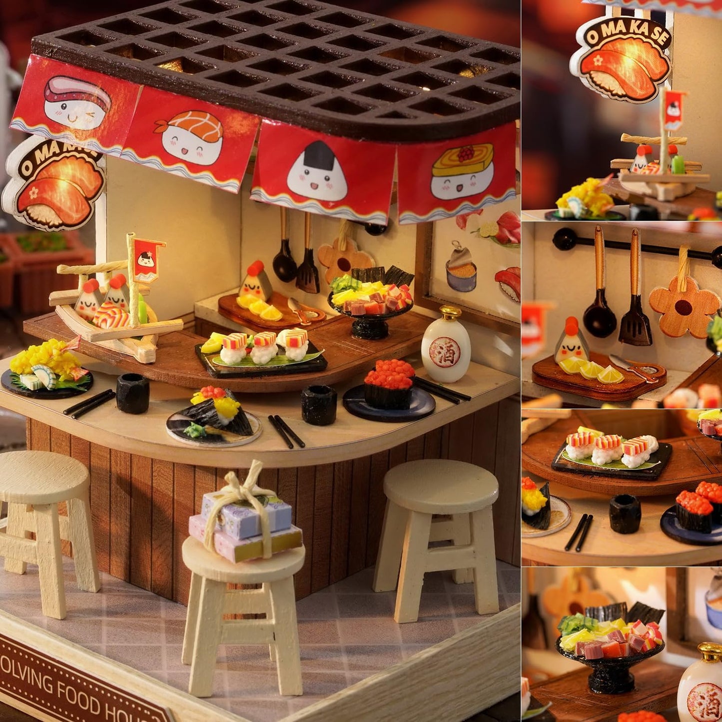 Cutefetti DIY Dollhouse - Corner of Happiness Series Miniature Kit - Revolving Food House