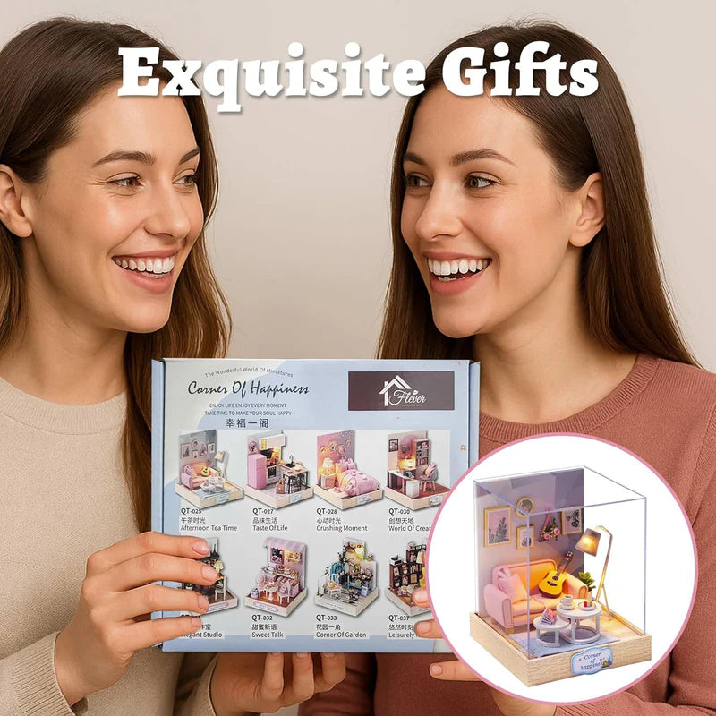Cutefetti Diy Dollhouse - Corner of Happiness Series Miniature Kit - Afternoon Tea Time
