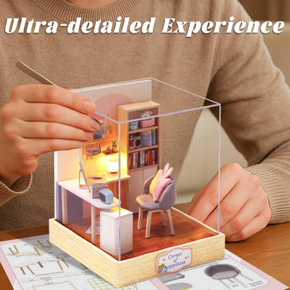 Cutefetti DIY Dollhouse - Corner House of Happiness Series Miniature Kit - World of Creativity