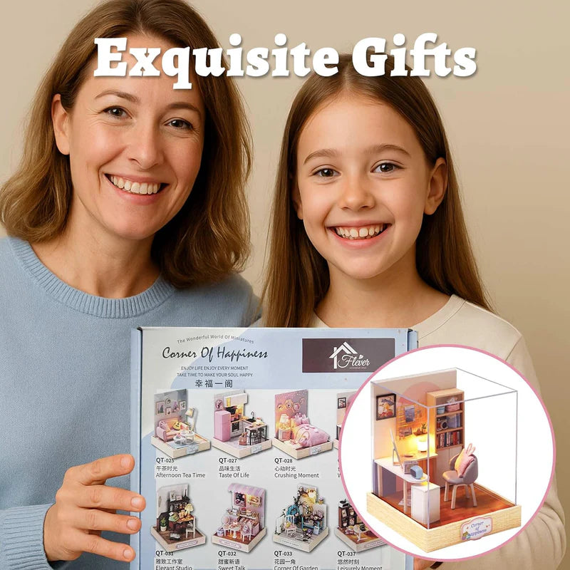 Cutefetti DIY Dollhouse - Corner House of Happiness Series Miniature Kit - World of Creativity