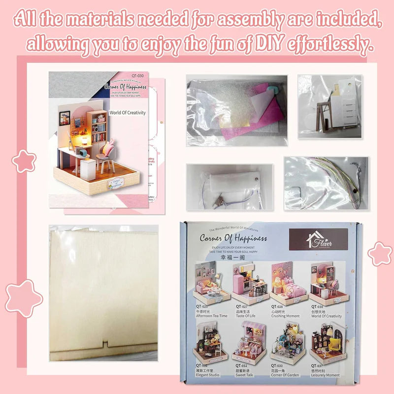 Cutefetti DIY Dollhouse - Corner House of Happiness Series Miniature Kit - World of Creativity