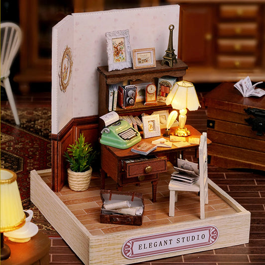 Cutefetti DIY Dollhouse - Corner of Happiness Series Miniature Kit - Elegant Studio