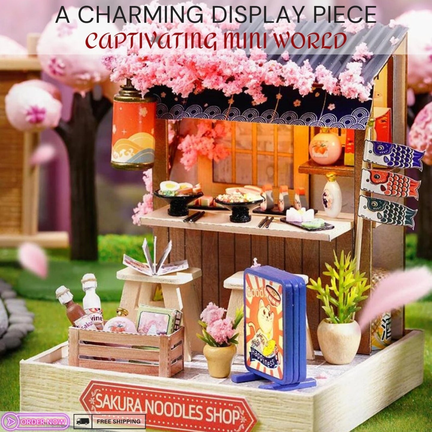 Cutefetti DIY Dollhouse - Corner of Happiness Series Miniature Kit - Sakura Noodle Shop