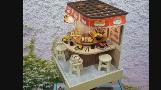 Cutefetti DIY Dollhouse - Corner of Happiness Series Miniature Kit - Revolving Food House